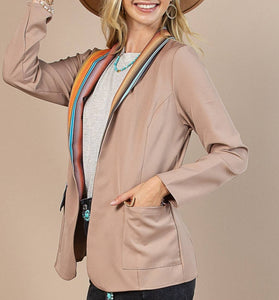 Tan and serape womens blazer