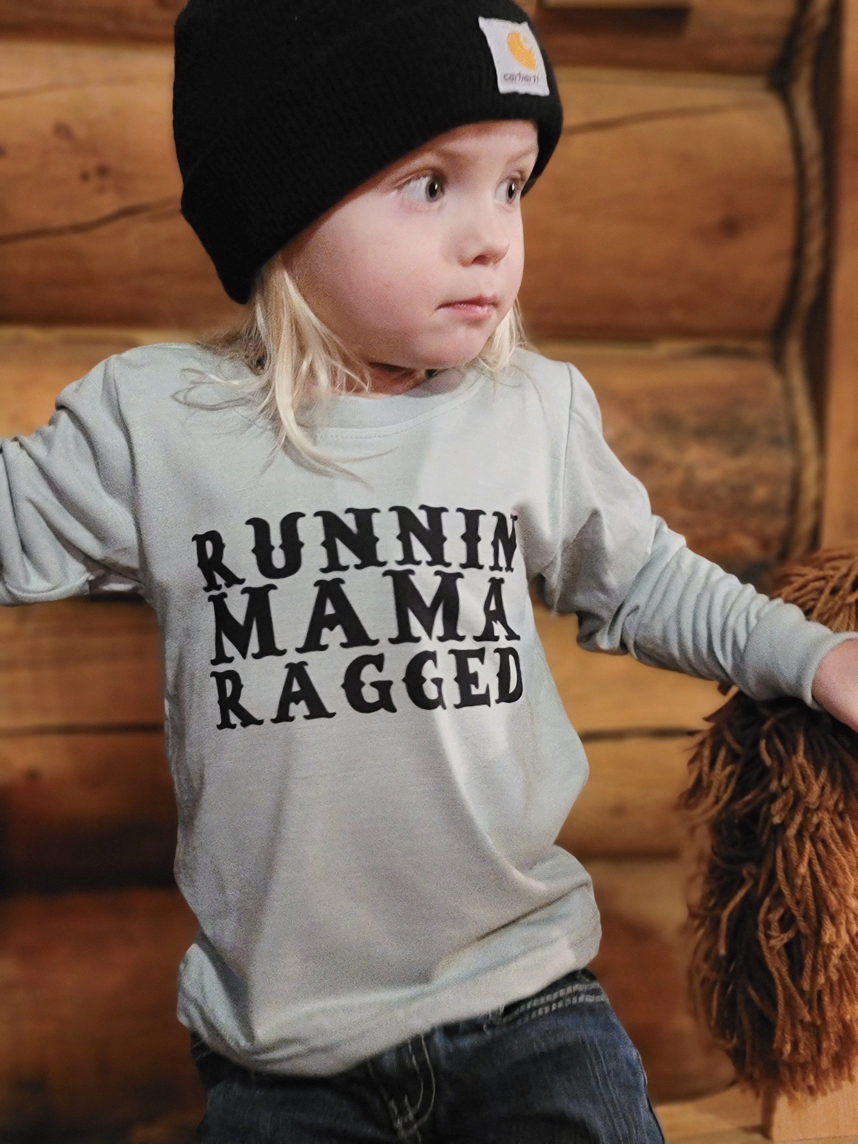 Runnin Mama Ragged kids long sleeve cowboys T