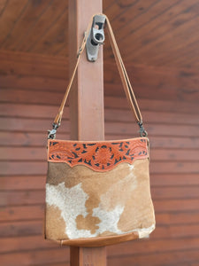 Hairon hide and leather purse