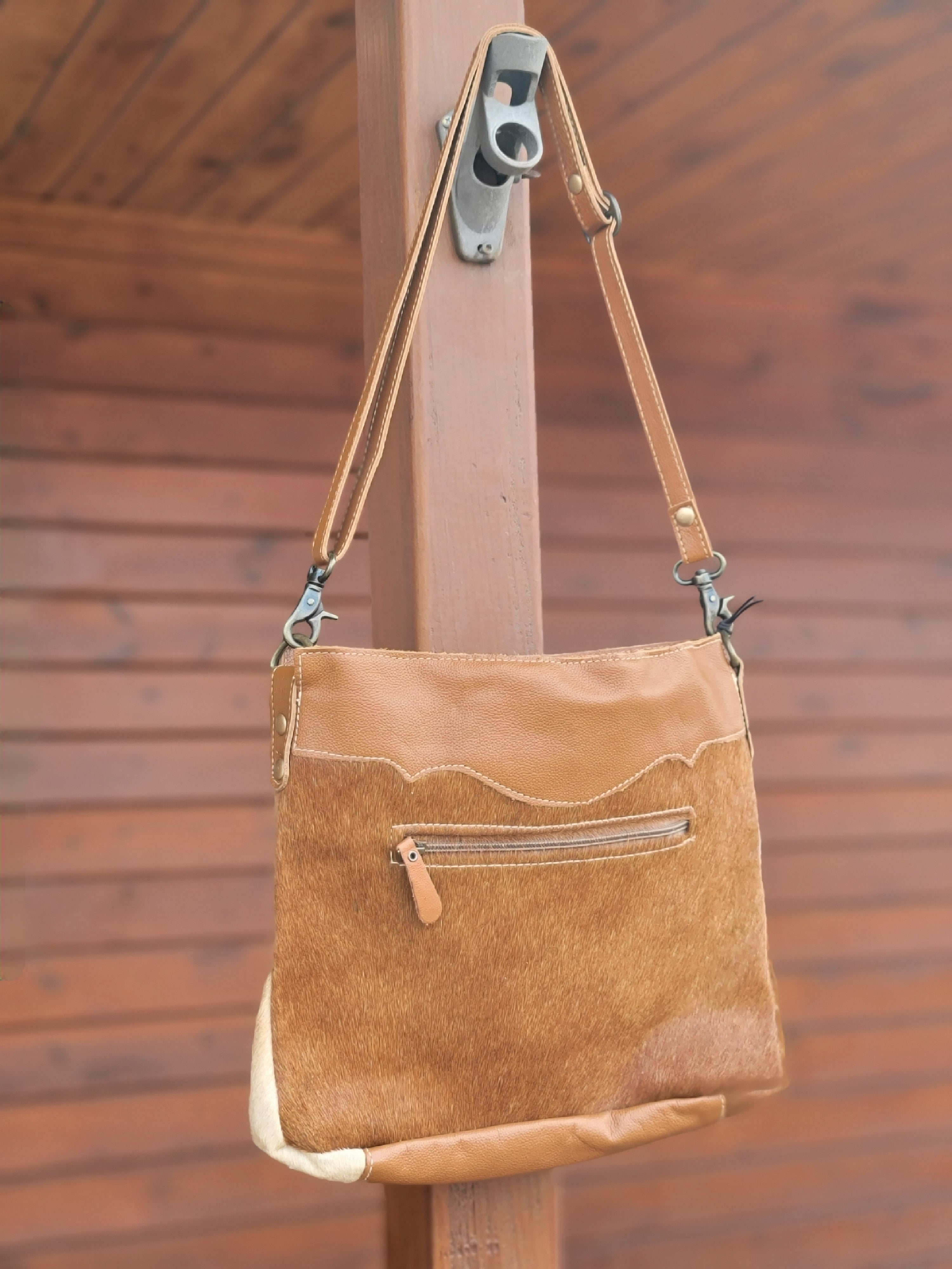 Hairon hide and leather purse