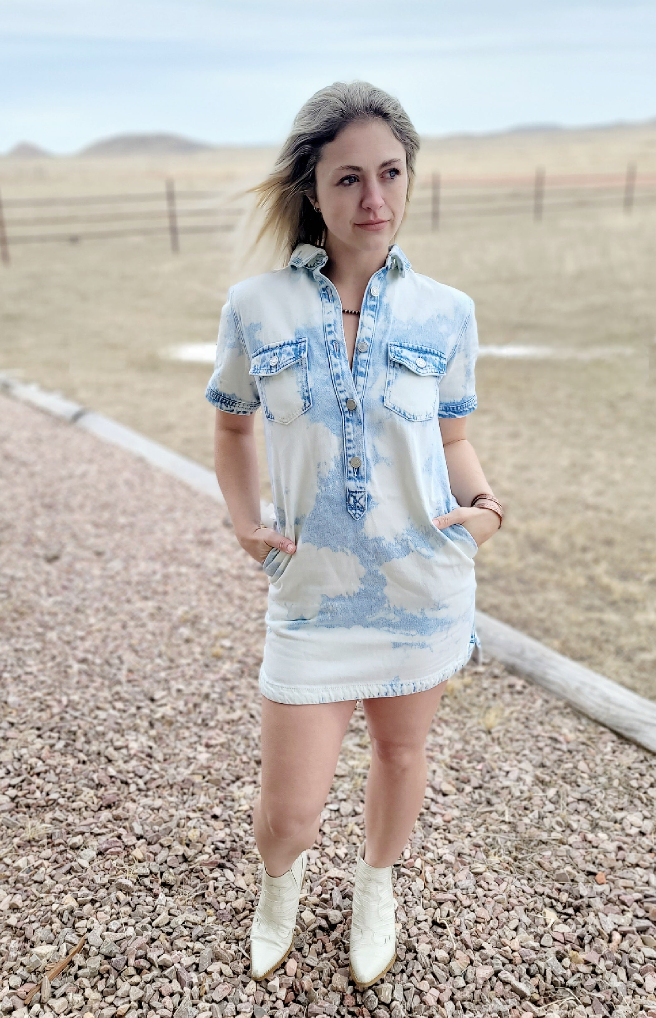 Kancan acid wash womens denim jean dress Five Diamond Cattle & Company Kancan acid wash womens denim jean dress Five Diamond Cattle & Company
