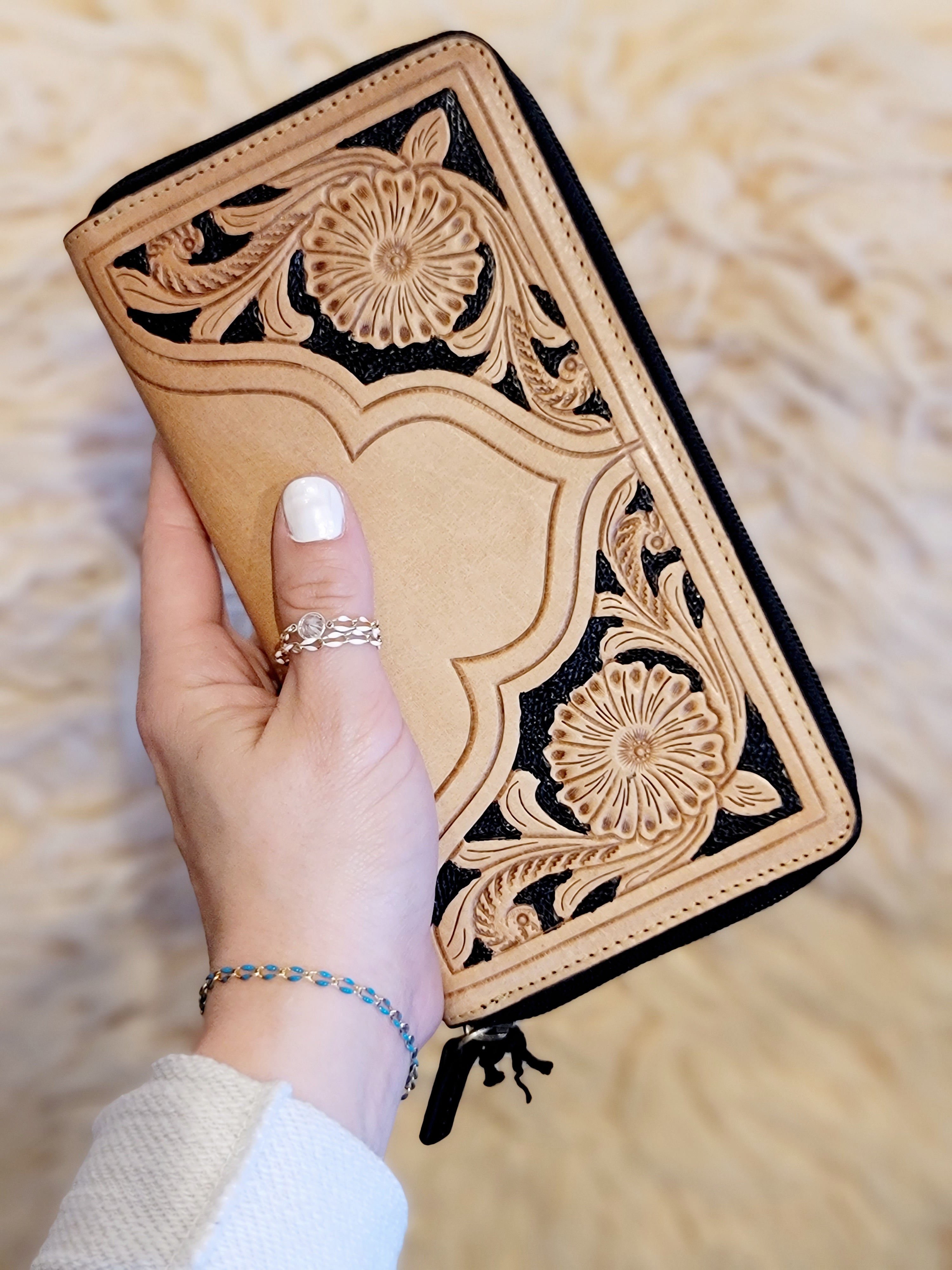 Tooled leather wallet