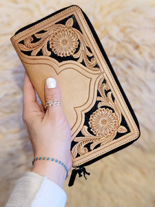 Tooled leather wallet