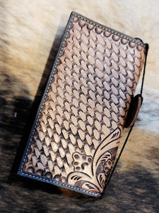 Mens hand tooled leather wallet